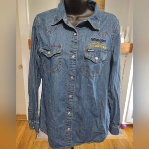 Wrangler Yellowstone denim pearl snap shirt